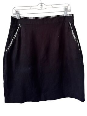 Rachael Zoe Black Linen Whipstitch Skirt